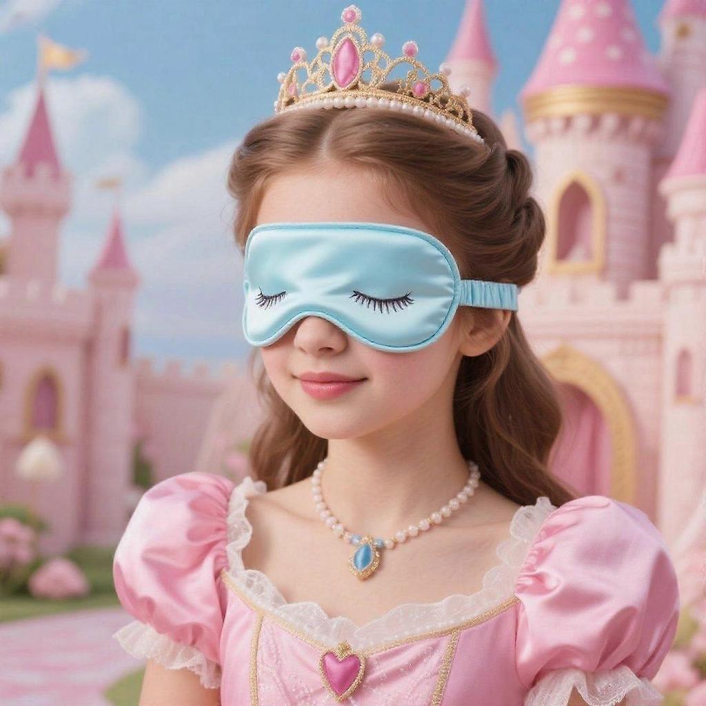 Mulberry Natural Silk Sleep Mask for Kids with Adjustable Elastic Strap, Super Cute Sleeping Eye Mask for Children, Size S, (Blue with Eyelashes)