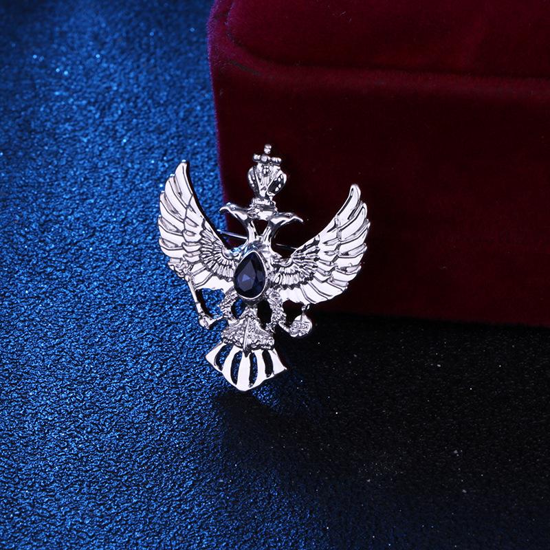 Men's Russian Double-Headed Eagle Crown Brooch - Suit Jacket Pin Emblem