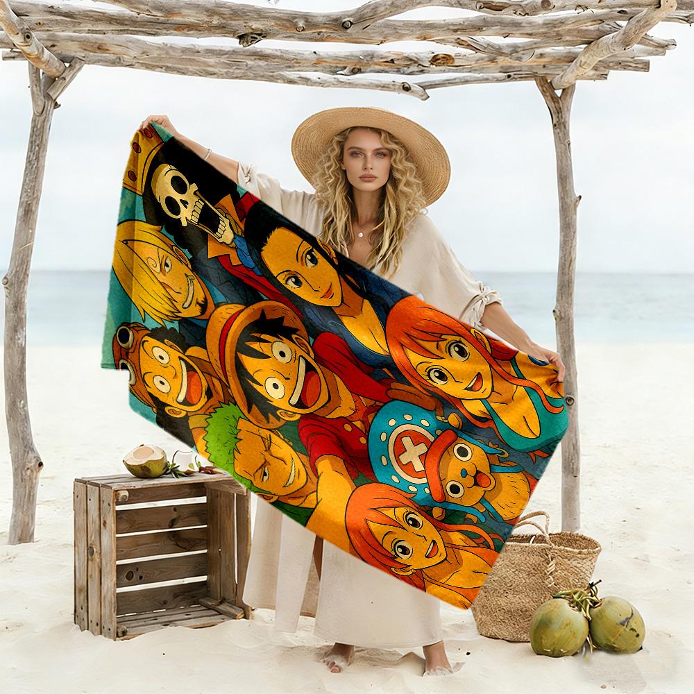 One Piece Adventure Beach Towel Quick-Dry Soft Microfiber Comfortable Lightweight Perfect for Traveling Yoga Camping and Swimming