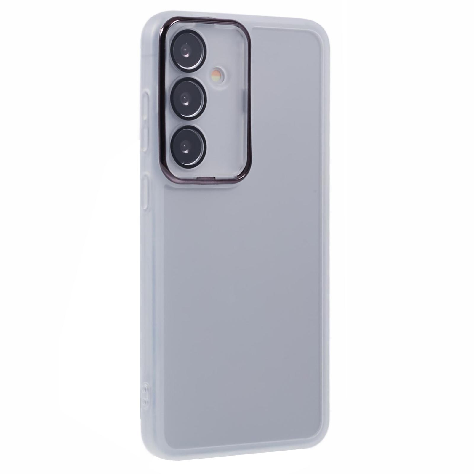 

DKSM Series For Samsung Galaxy A14 5G/A14 4G Case Electroplated Camera Frame TPU Phone Cover Transparent White