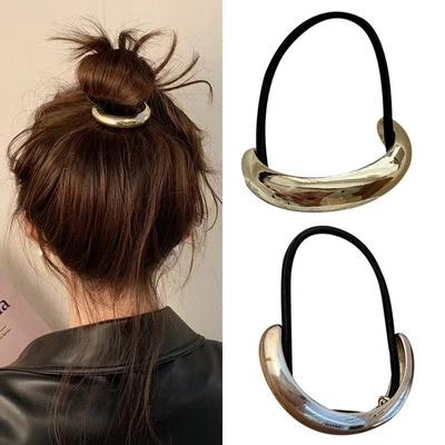 Minimalist Alloy Semi-circular Hair Elastic Hair Bands Steel Ring Gum for Hair Scrunchy High Quality Women Hair Accessories Girl Rope