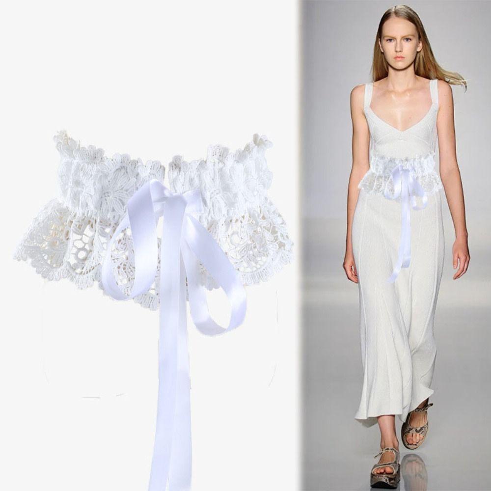 Hollow Lace Cummerbunds Solid Color Wide Waist Corset Elegant Corset Belt  Outfits