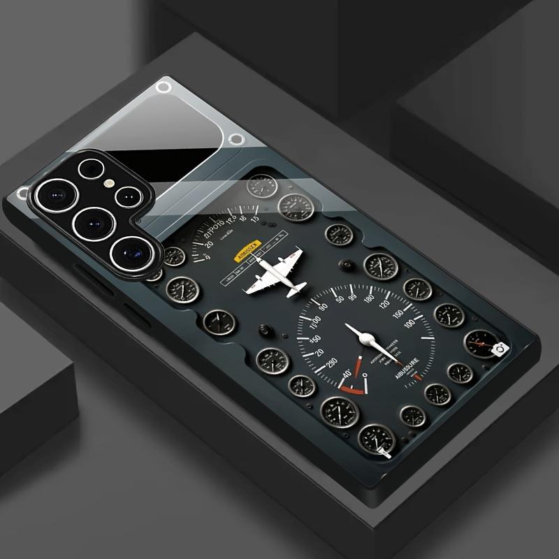 Aircraft control board pattern glass phone case suitable for Samsung Galaxy S26 S25 S24 S23 S22 S21 S20 FE/Ultra/Plus anti fall