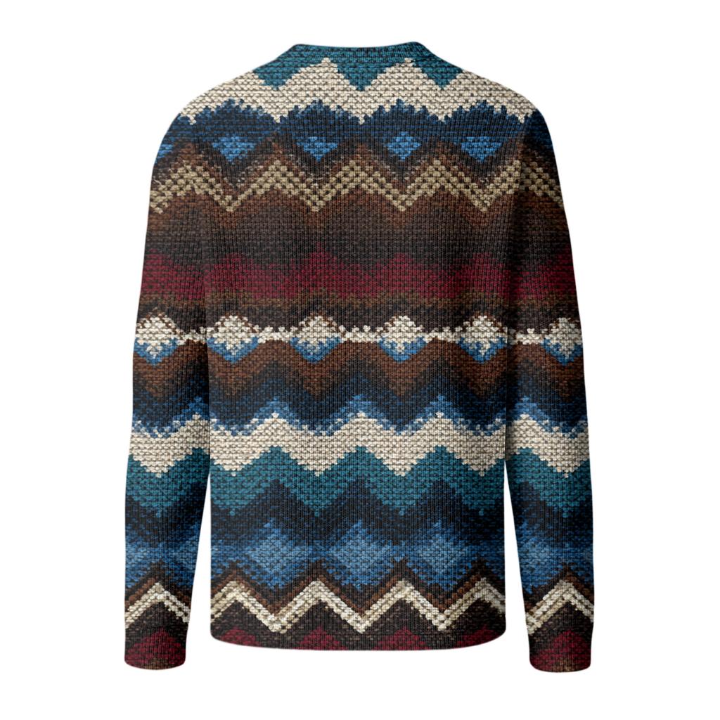 Men's Casual Knit Button-Up Long-Sleeve Shirt