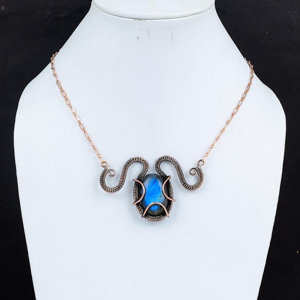 Labradorite Necklace Copper Wire Wrapped Necklace Adjustable Necklace Labradorite Gemstone Jewelry Handmade Copper Jewelry Anniversary Gifts