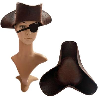 Faux Leather Western Cowboy Hats Vintage Jazz Cap Casual Tricorn Pirates Cap Halloween