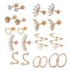 Stainless steel piercing accessories - simple earrings, ear clips, ear rings, ear barb hooks set