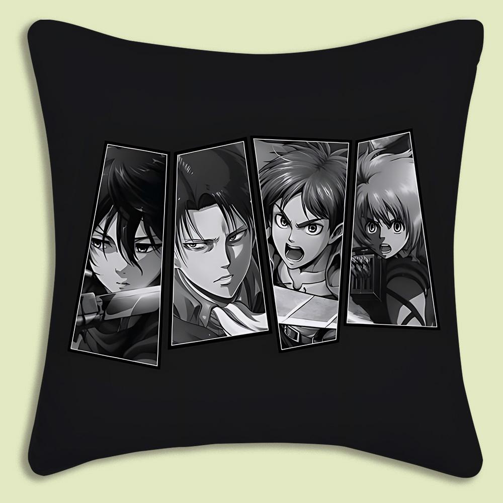 Levi Ackerman Attack On Titan Pillow Covers Cartoon Sofa Decorative Home Double-Sided Printing Short Plush Cute Cushion Cover
