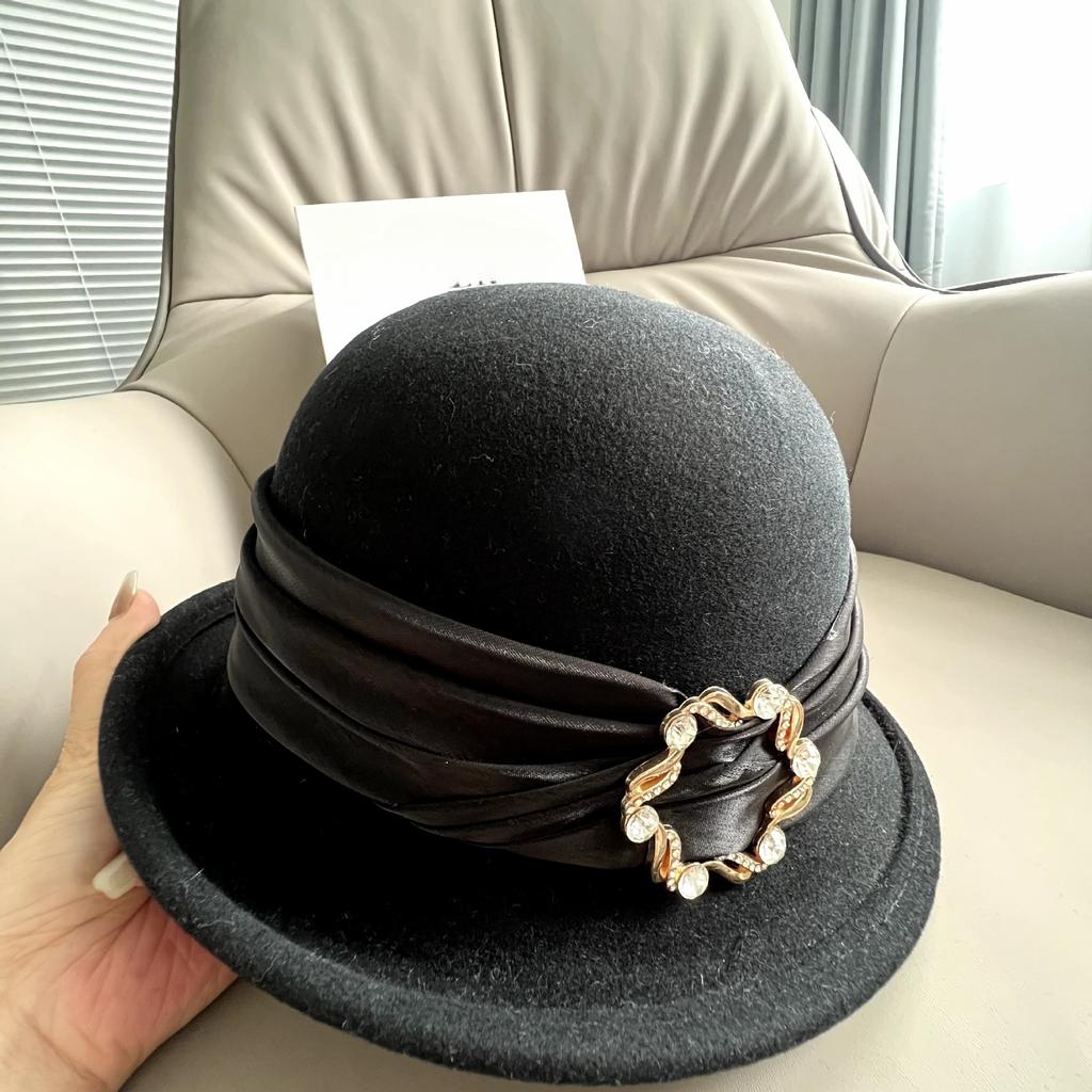 French High-grade Wool Hat with Small Brim, Fashionable and Elegant Woolen Autumn and Winter Hat, Retro Sunshade, Fisherman's Hair