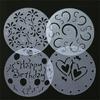 Pack of 4 Spray Stencils Birthday Cake Molds DIY Decorating Tools PVC Material