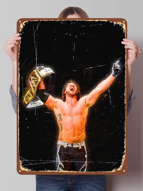 

AJ Styles Drew McIntyre Metal Signs Wrestler Posters Vintage Metal Plate Wall Art Mural Gaming Room Decoration Retro Decor Home 20x30cm（7.8x11.8inch）