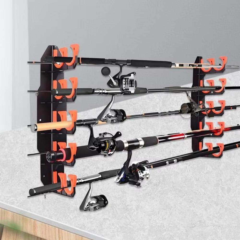 Suporte de Vara de Pesca Montado na Parede Organizador Montado na Parede que Economiza Espaço Suporte de Liberação Rápida Para Caminhão