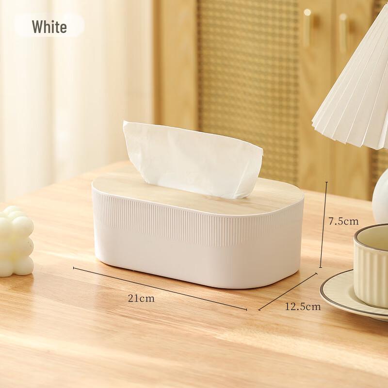 

Desktop Bathroom Plastic Tissue Box with Wood Lid Standard