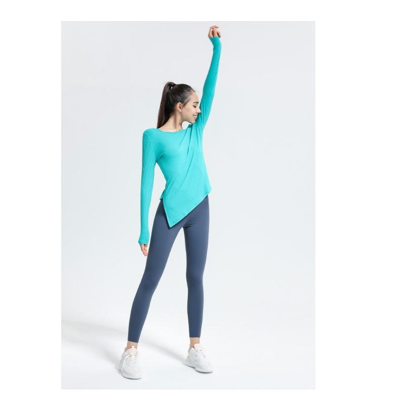 Damska sportowa, obcisła, długa, z rozcięciem, joga, top fitness