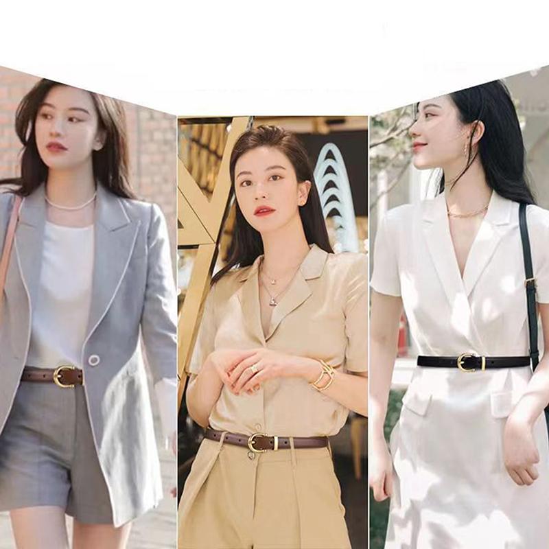 Luxury Designer Women Belt Genuine Leather Female  Metal Belt Buckle Waistband 3 Colors High Quality Trend Belt Lady