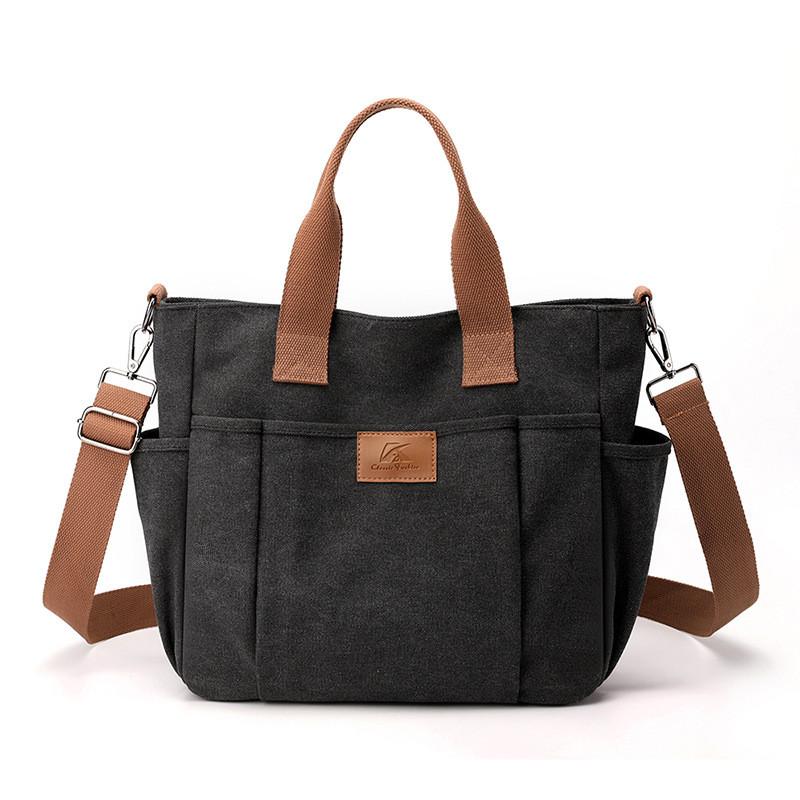 Canvas Tote Bag For Women With Zipper Pocket And Dual Straps For Daily Use