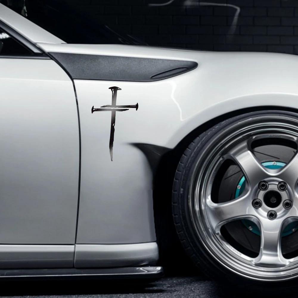 Creative Car Sticker Cross Nail Design Vinyl Decal Waterproof Reflective Sticker Personalized Car Styling Decorative Accessories