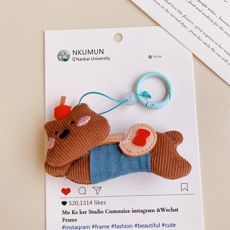 Cute Animal Doll Series Fabric Keychain Handmaking Fabric Penguin Keyrings For Bag Pendant Small Bear Doll Keychain Wholesale