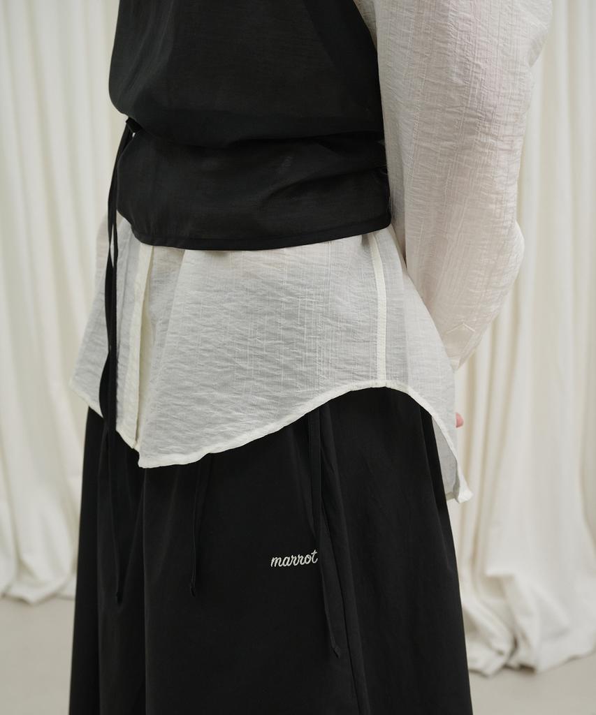 MARROT Cotton String Midi Skirt_Black