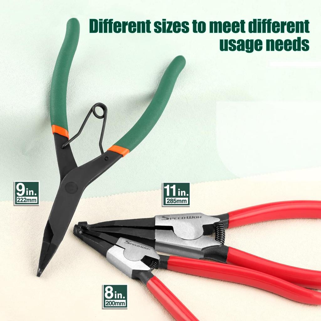 SPEEDWOX Axle Lock Ring Snap Ring Circlip Straight Lock Specialized Total Length Precision Professional Tool Pliers, Retainer, Pliers, Pliers, Tip,