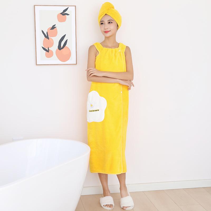 Coral Fleece Star Bathrobe Absorbent Quick Dry Cute Wearable Towel for Teens Cartoon Lounge Dress 100x130cm