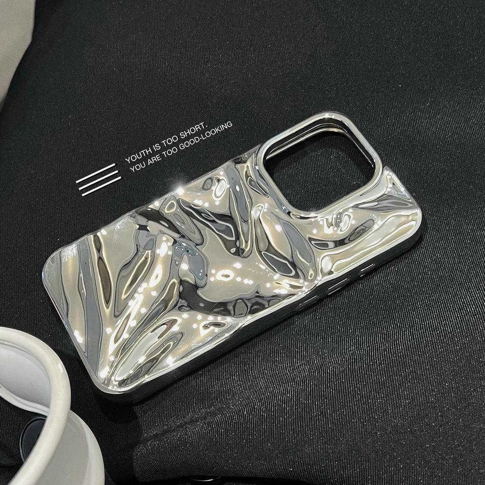 For IPhone 16 Pro Max Chromed TPU Case,Wave Series Plating Gliter Bling Chromed TPU Case for IPhone 15 14 13 12 Pro Max