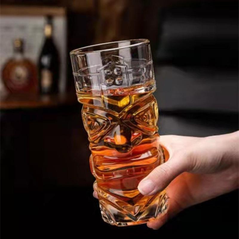 1 Large Crystal Glass Bar Tiki Cup European Style Hawaiian Cocktail Ghost Face Beer Cup