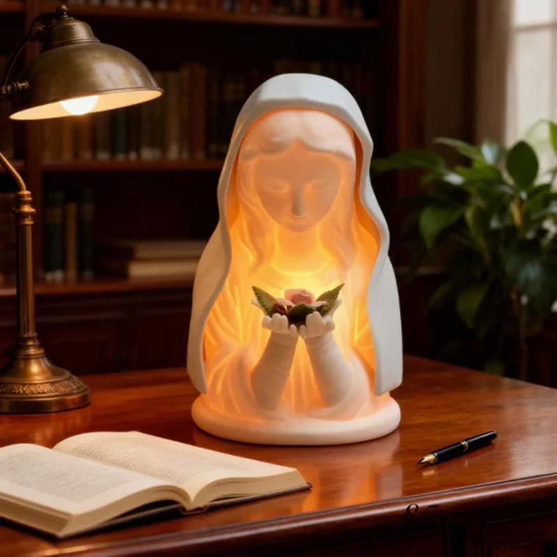 

Praying Women Statue Night Lig Decorative LED Prayer Night Light Resin Crafts Ornament Decoration Desktop Ornaments Home Decor