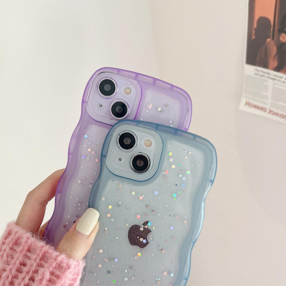 Pro iPhone 15 14 13 12 11 Pro Max XR XS SE 7 8 Plus Pouzdro Roztomilý průhledný hybridní třpytivý kudrnatý kryt nárazníku Soft Fundas