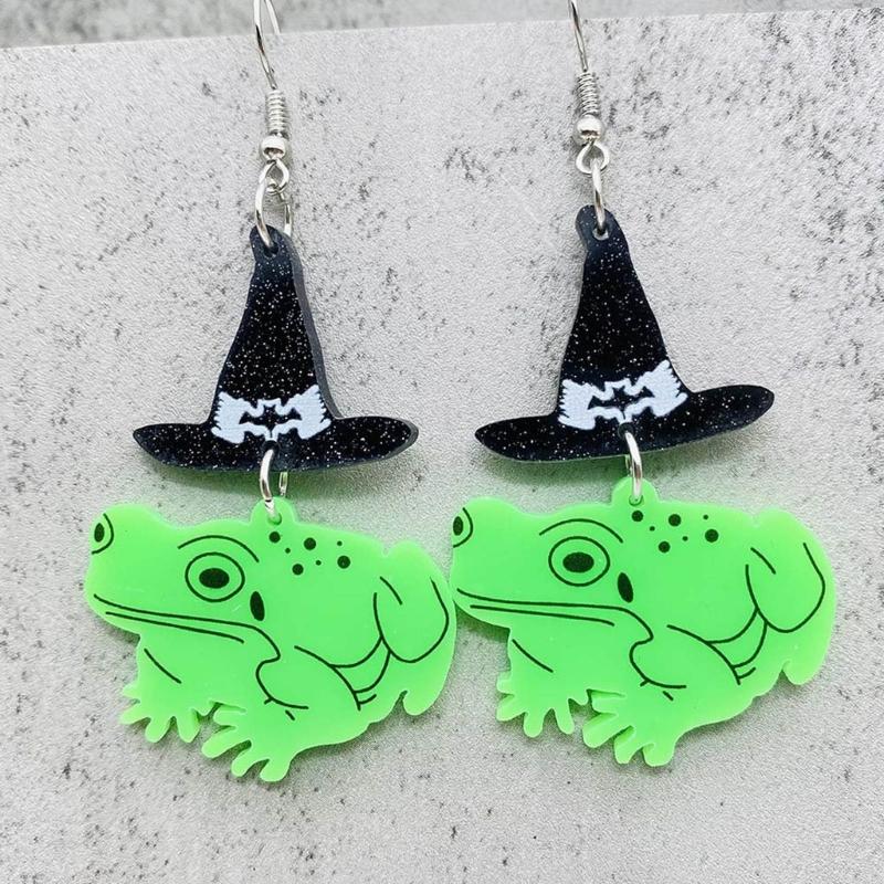 Cute Mushroom Frog Earrings Drop Earrings Acrylic Cartoon Balloon Print Dangle Earrings Ear Dangles Ear Pendant for Girl