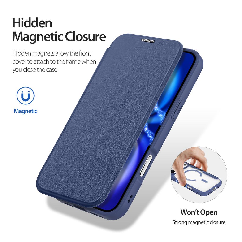 For iPhone 17 Pro Max Leather Case DUX DUCIS Skin X Pro Series Flip Cover Compatible with MagSafe