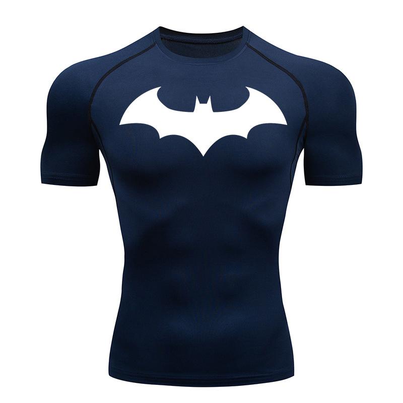 Camisetas de Compressão com Estampa de Morcego para Homens Manga Curta Rash Guard Academia Treino Corrida Camiseta de Verão Atlético Secagem Rápida Camisetas