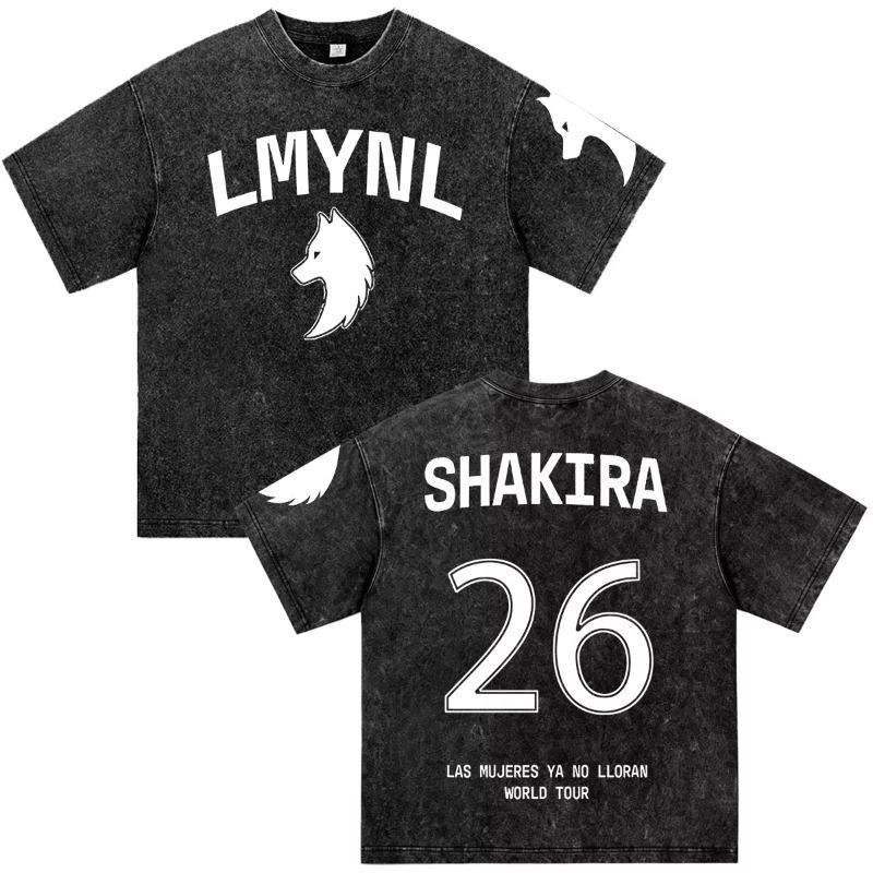 Shakira Las Mujeres Ya No Lloran World Tour 2026 Vintage Washed T-shirts Men Women Clothing Casual Harajuku Short Sleeve T Shirt