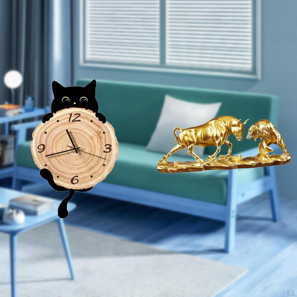 Wall Clock Decor Gifts Feng Shui Bear And Bull Statue Modern Artwork Chinese Cow Cattle