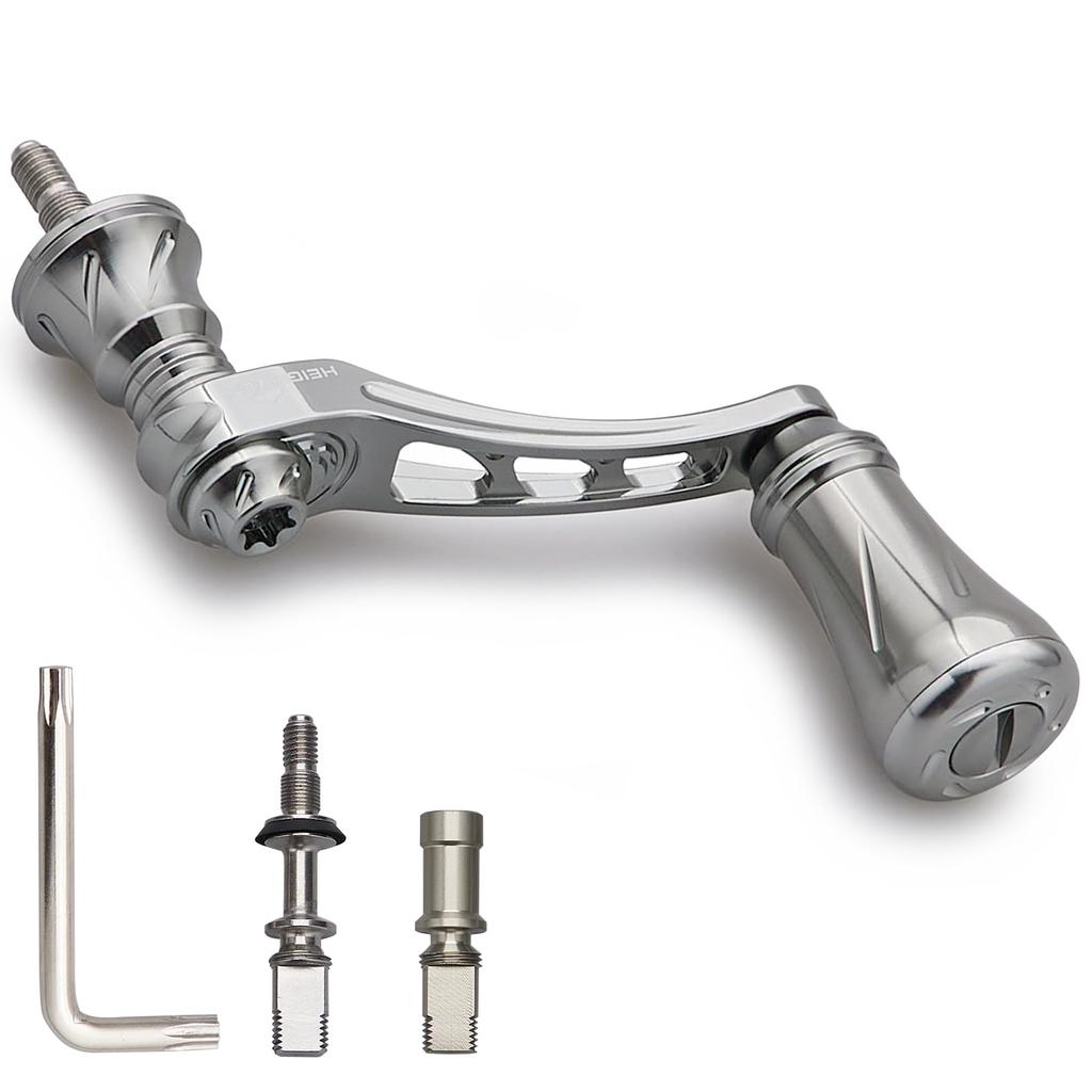 HEIGHTEN 45-50mm Adjustable Reel Handle with 19mm Aluminum Knob for Shimano and Daiwa Arch Series Spinning Reels (Gunmetal) (877)