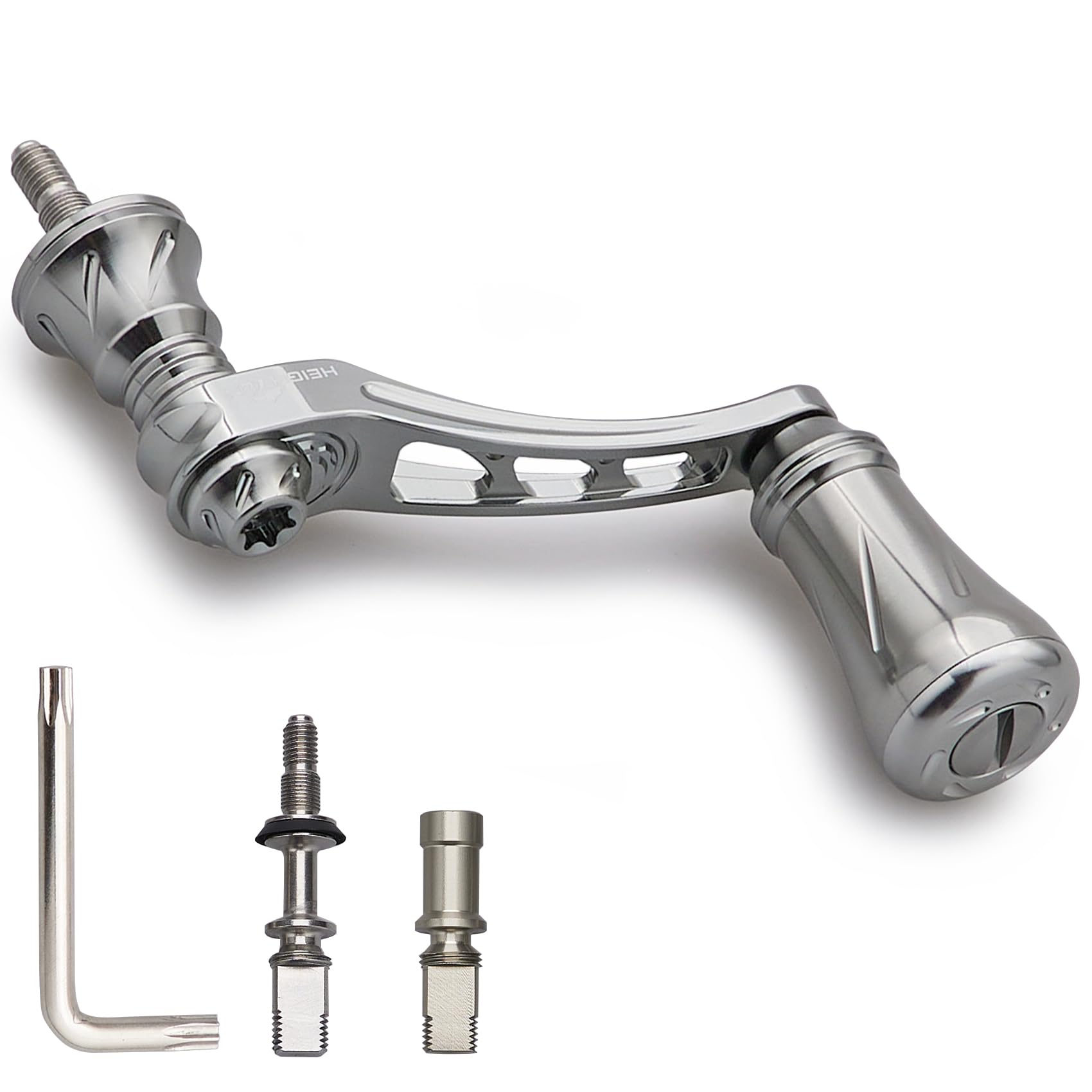 

HEIGHTEN 45-50mm Adjustable Reel Handle with 19mm Aluminum Knob for Shimano and Daiwa Arch Series Spinning Reels (Gunmetal) (877)