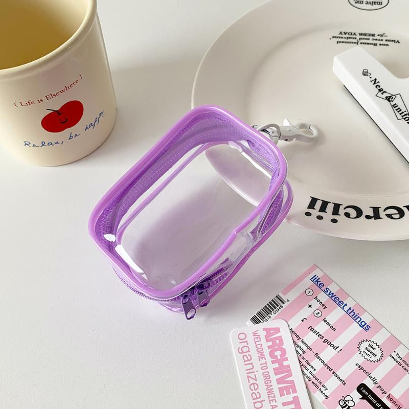 Transparent Pvc Plush Dolls Storage Pouch Square Earphone Organizer Purse With Keychain Anime Cartoon Toy Display Protector Case