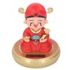 God of Wealth Figurine Solar Powered Automatic Nodding Durable Plastic Cai Shen Statue for Home Car
