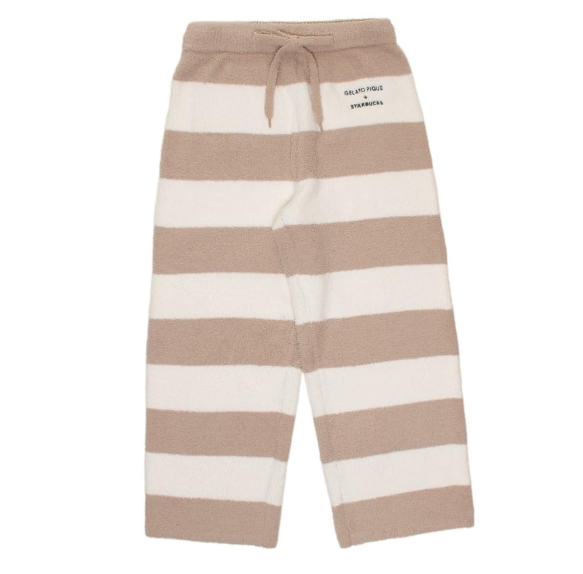 

Starbucks Collaboration Gela Pique Powder Bear Embroidered Striped Long Pants in Mocha Beige
