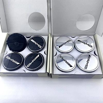 4pcs 75mm Floating Car Wheel Center Caps Emblem for Mercedes Benz AMG Black/silver Hub Cover Wheel Parts Auto Accessories