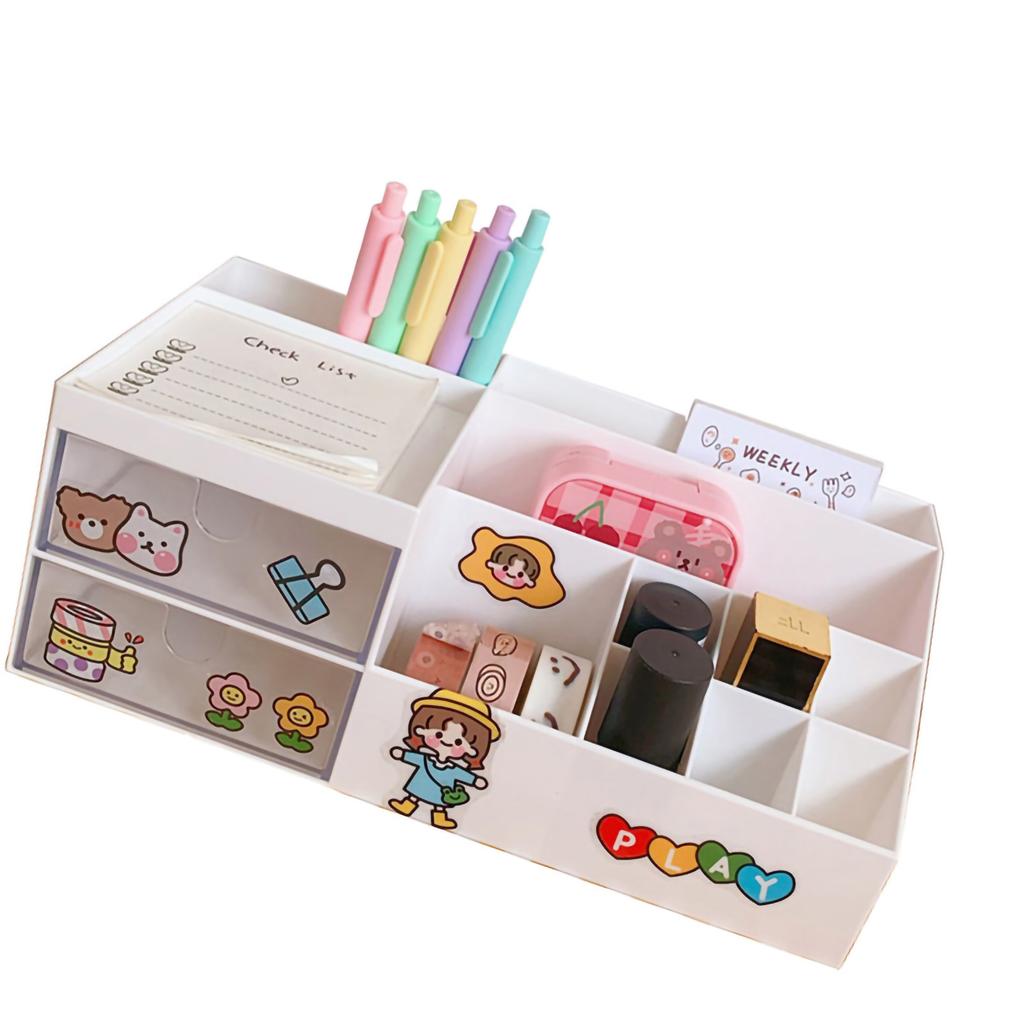 Desktop Storage Box Multi Grid Design Cute Beautiful Desktop Organizer Storage Box for Stationery
