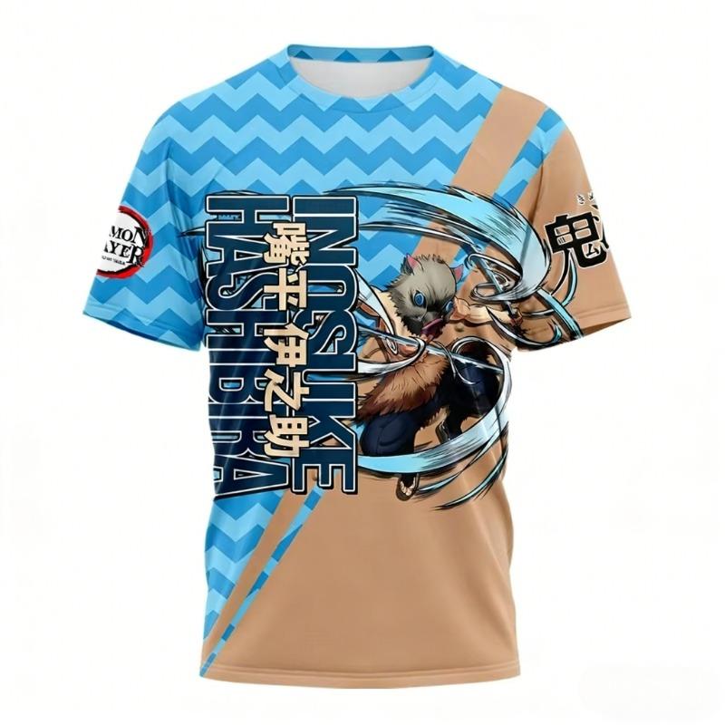 2026 New Demon Slayer Daki & Gyutaro T Shirt For Men 3D Print Anime Graphic Tee Short Sleeve Round Neck Casual Streetwear Tops