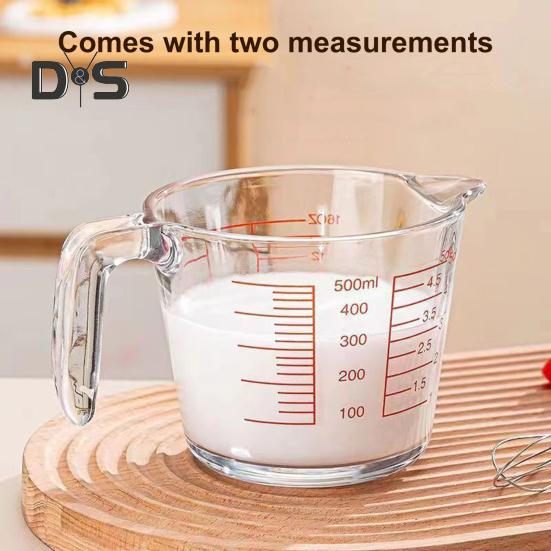 Glass Measuring Cup with Handle & V-Shaped Spout Shot Glass Espresso Jugs Transparent Scale Ounce Measure Jugs Mixing Mug for Bar Party Wine Milk