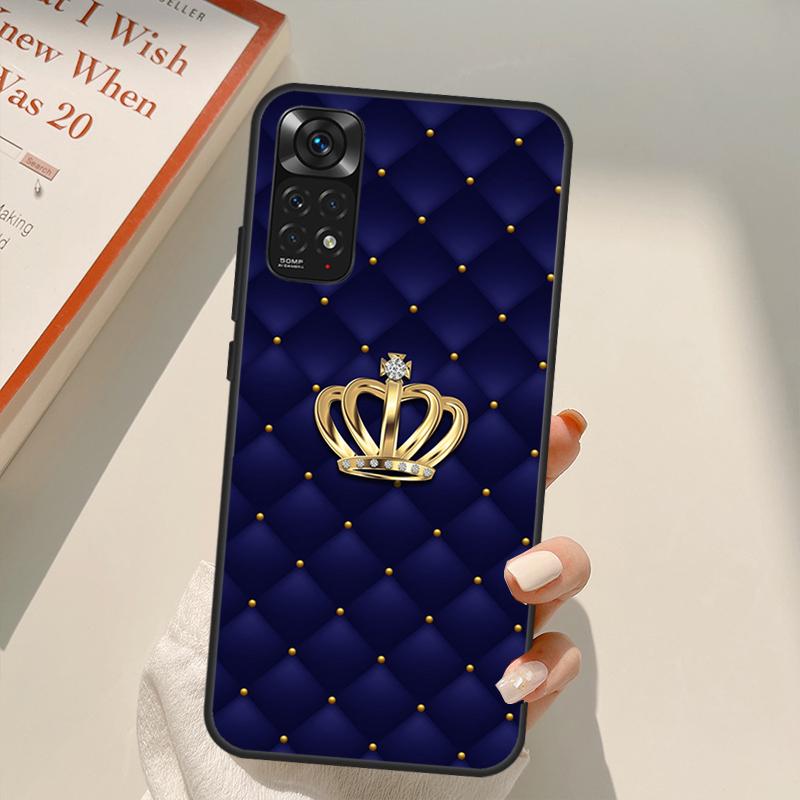 Quilted Texture Sofa Pattern Crown Case For Xiaomi Redmi Note 11 Pro 8 9 11S 10S 9S Note 10 Pro Cover For Redmi 10 10C 9A 9C