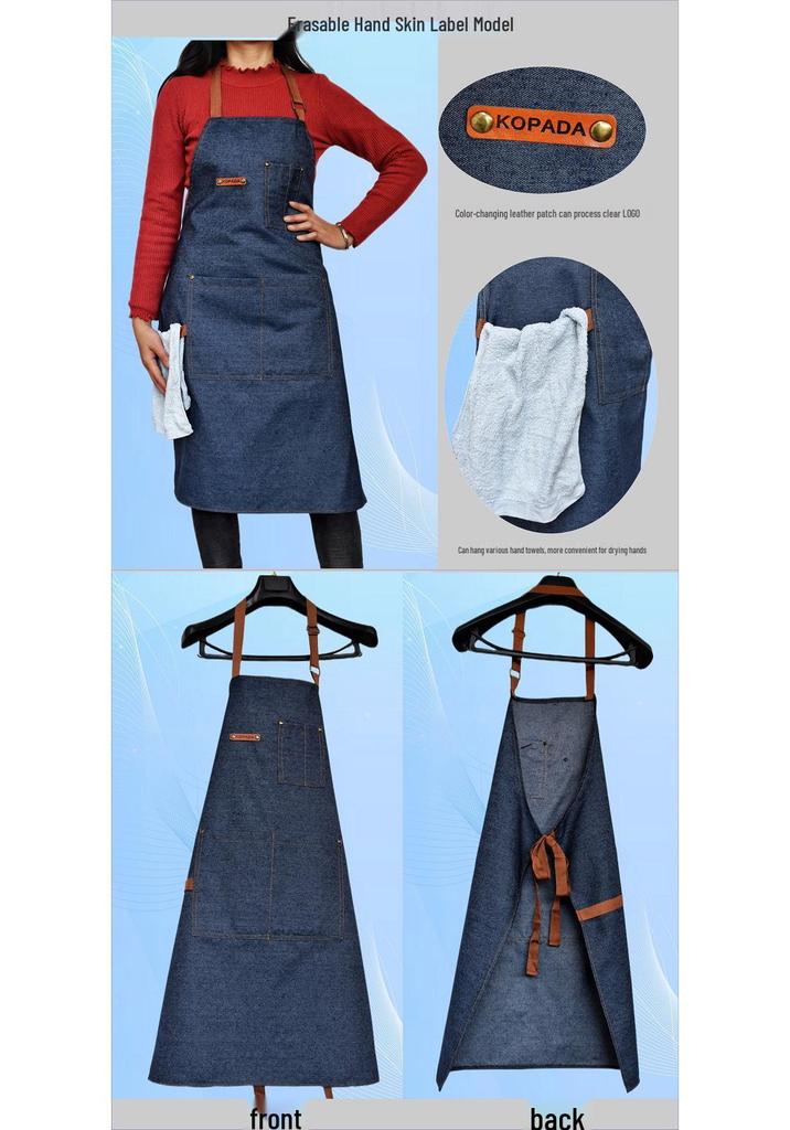 Unisex Nordic Denim Apron with Multi-Pockets for Kitchen and Home