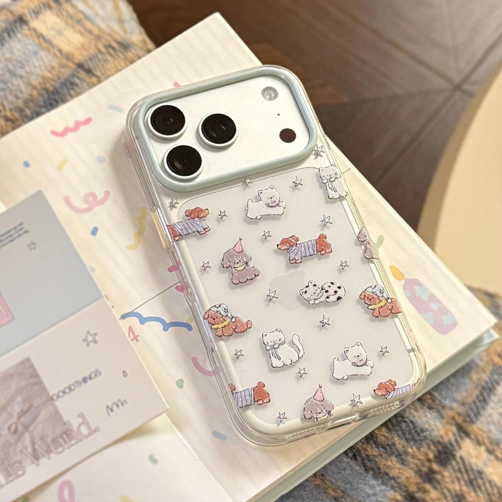 Cartoon Glitter Puppy Phone Case for iPhone 16, iPhone 17, and iPhone 17 Pro Max