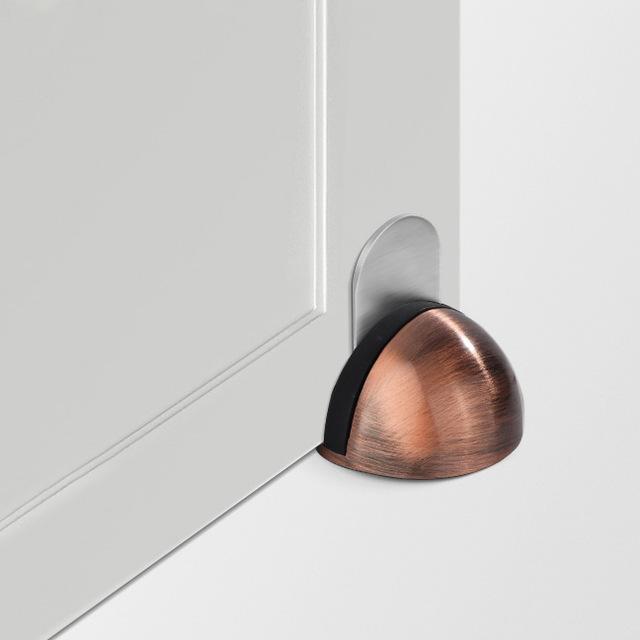 NAIERDI 7 Colors Stainless Steel Rubber Door Stopper Non Punching Sticker Door Holders Catch Floor Mounted Nail-free Door Stops