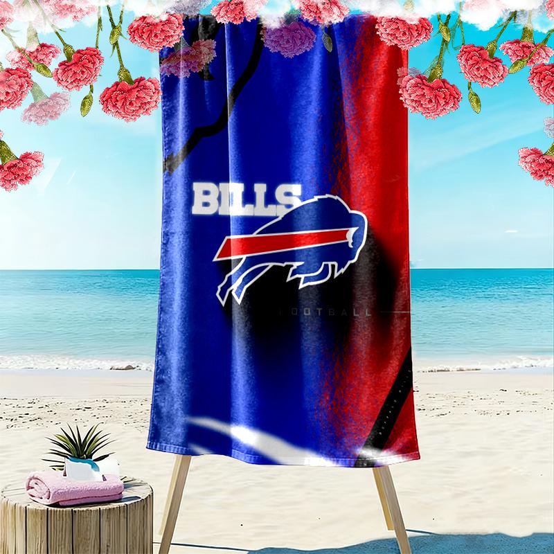 Asciugamano da Spiaggia Stampa Buffalo Bills, Asciugamano Grande Morbido Asciugatura Rapida per Spiaggia Campeggio Nuoto