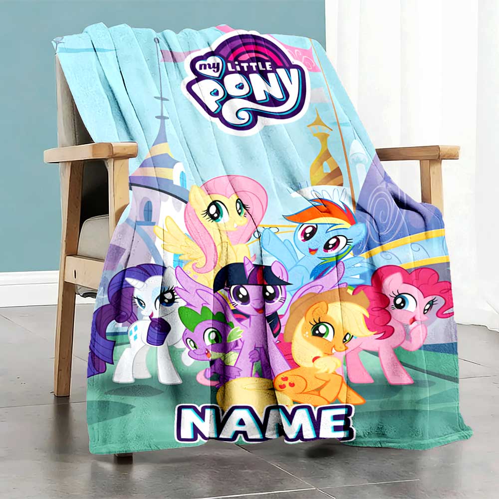 Little Pony (16) Personalized Name Blanket Gift Customizable Blanket Durable Comfort for Picnics Home Decor Nap Office Chair for All Occasions