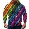 Men's Sports Casual Fleece Hoodie Carnival Print Hoodie Cardigan Zipper Multi-pocket Hoodie Coat